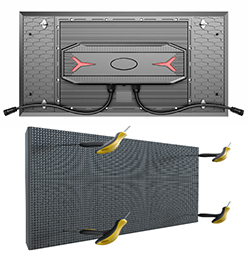 OFM سیریز آؤٹ ڈور فرنٹ ایکسیس 2ftx1ft IP68 ہائی برائٹنس ماڈیولر لیڈ کیبنٹ سپورٹ 90° کارنر لیڈ ویڈیو وال اور ایل ای ڈی کیوب